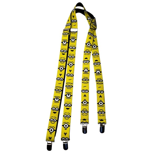 Despicable Me Minion Suspenders Yellow Faces Halloween Costume Elastic Clip End - Picture 2 of 4